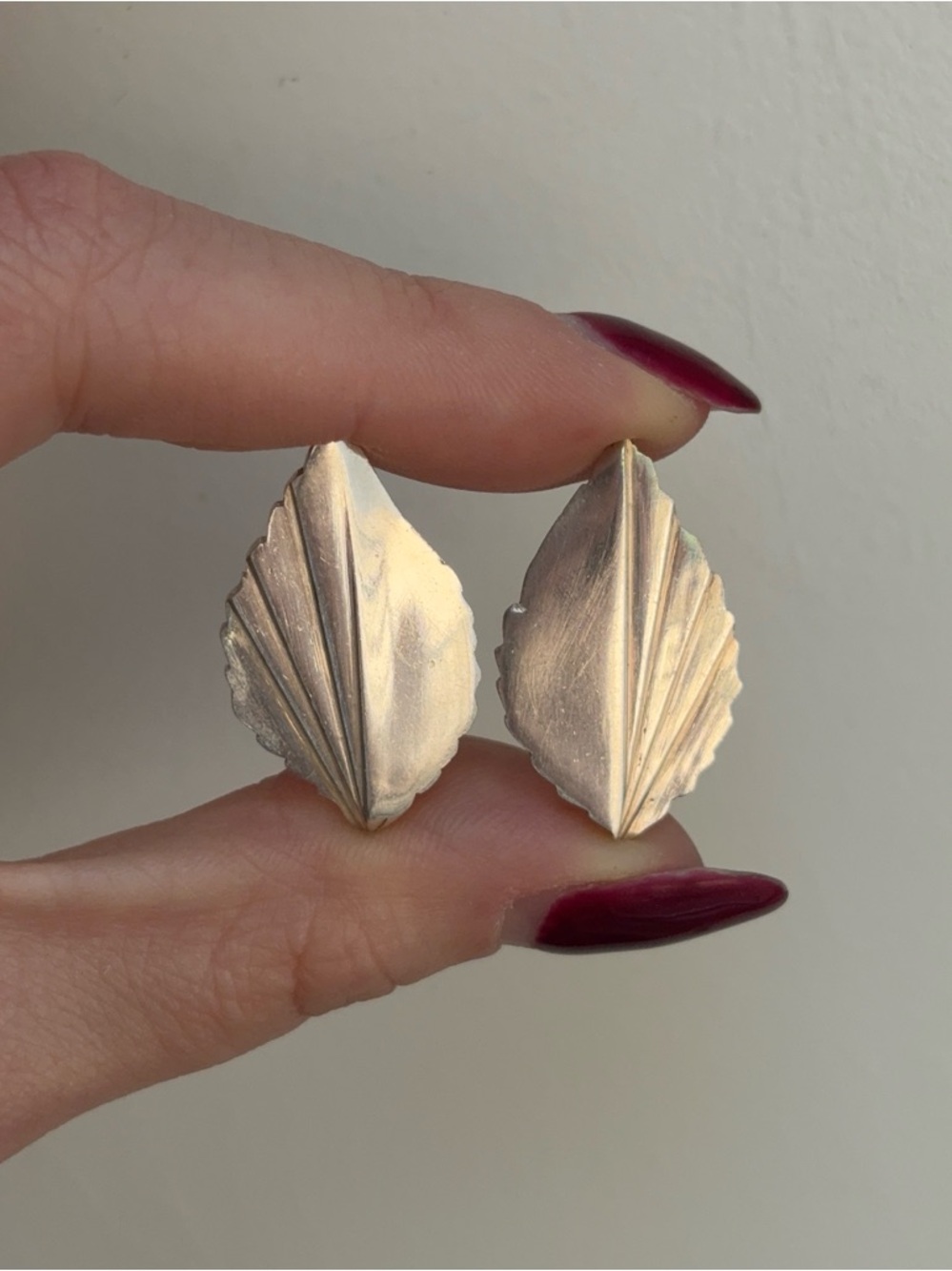 Vintage Sterling Silver High Quality Signed Leaf Earrings - Picture 6 of 8